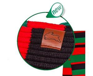 Cronulla Sharks NRL Rib Knit Striped Scarf With Leather Logo