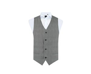 Dobell Boys Black and White Vest Regular Fit Prince of Wales Check