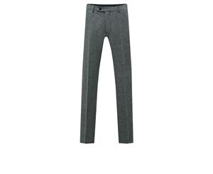 Dobell Mens Light Grey Donegal Tweed Trousers Regular Fit
