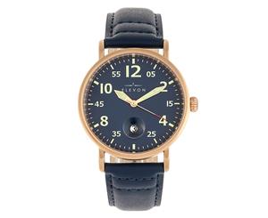 Elevon Von Braun Leather-Band Watch w/Date Display - Rose Gold/Blue