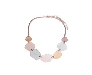 Fable Womens/Ladies Geometric Statement Leather Necklace (Silver/Gold/Rose Gold) - JW1002