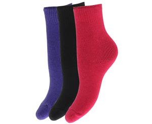 Floso Childrens Boys/Girls Winter Thermal Socks (Pack Of 3) (Pink/Purple/Black) - K105