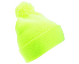 Floso Childrens/Kids Knitted Hi Vis Winter Bobble Hat (Yellow) - HA437