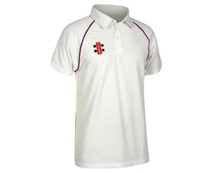 Gray-Nicolls Mens Matrix Short Sleeve Cricket Shirt (Ivory/ Maroon) - RW4182
