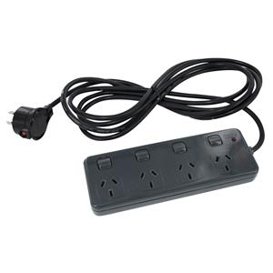 HPM 4 Charcoal Outlet Switched Powerboard With Surge Protection