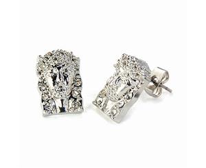 Iced Out Bling Earrings Box - JESUS HEAD silver - Silver
