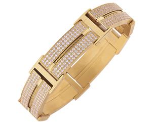 Iced Out Stainless Steel DOUBLE CZ Bracelet - 20mm gold - Gold