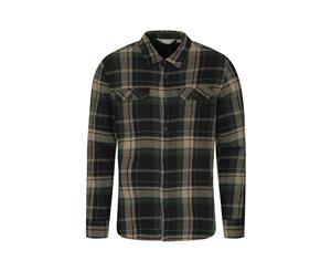 Mountain Warehouse Mens Lightweight Shirt 100% Cotton Breathable with Pockets - Dark Green