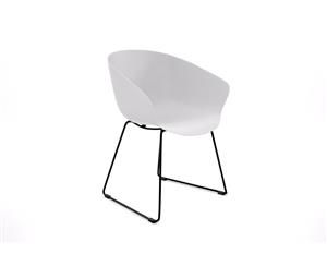 Teddy Plastic Tub Chair - Sled Base Black Leg - white