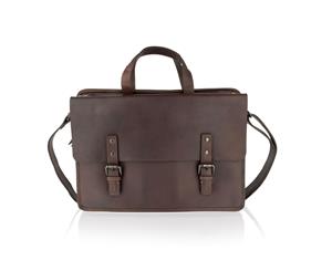 Woodland Leather Burgundy Laptop Satchel Briefcase 14.5" External Handle