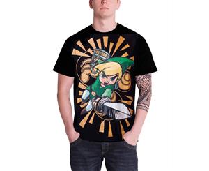 Zelda T Shirt Zelda Wind Walker Link Logo Official Nintendo Mens - Black