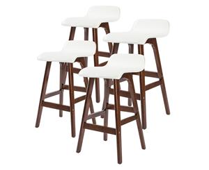 4X Oak Wood Bar Stool Dining Chair Leather SOPHIA 65cm WHITE BROWN