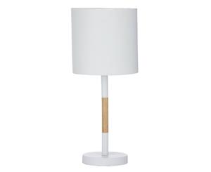 Amalfi Keaton Fabric Rubberwood Metal E27 Light Globe Desk Table Lamp White