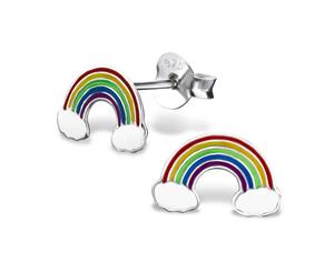 Children's Silver Rainbow Stud Earrings