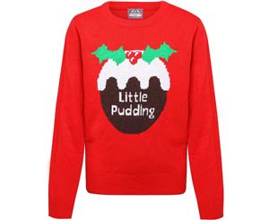 Christmas Boys & Girls Little Pudding Festive Sweater Jumper - Red
