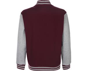 Fdm Junior/Childrens Unisex Varsity Jacket (Contrast Sleeves) (Bubblegum/White) - BC2030