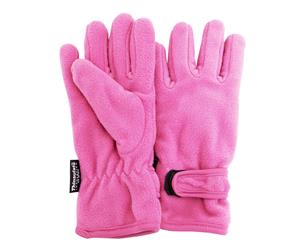 Floso Girls Childrens/Kids Plain Thermal Thinsulate Fleece Gloves (3M 40G) (Pink) - GL492
