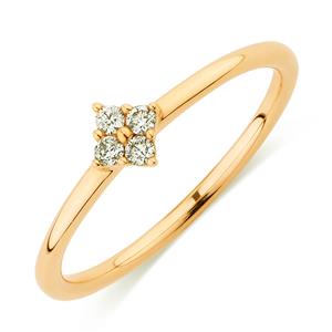 Flower Stacker Ring with Diamonds in 10ct Yellow Gold