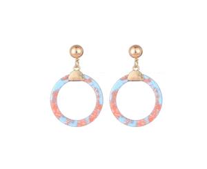 Jewelcity Sunkissed Womens/Ladies Circle Resin Earrings (Pink/Blue) - JW950