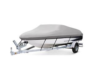 Kaiser Boating Runabout Ski Boat Cover - Premium Heavy Duty 600D Marine Grade Oxford Polyester Trailerable Waterproof UV Resistant - Grey