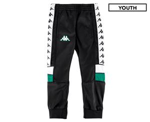 Kappa Boys' 222 Banda Memsk Slim Fit Trackpants / Tracksuit Pants - Black/Green/White