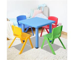 Kids Table and Chairs Set Children Study Desk Furniture Plastic Blue 5PC Keezi