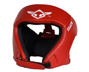 MANI Leather Open Face Pre-Moulded Head Guard - Red