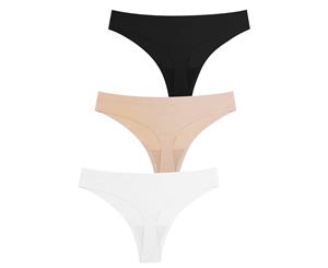 Naked Thong 3 Pack - Black Nude White