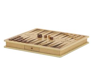 Portable Carved Wooden Backgammon Board Set