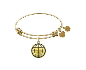 Smooth Finish Brass Earth Angelica Bangle Bracelet 7.25" - White