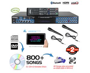 Sonken MP4000 Pro Karaoke System + 800 Songs - 51 CD+G Discs + USB + 2 Microphones