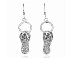Swarovski Crystal Elements - Havaiana Thongs or Flip Flop Design Earrings Platinum - Gift Idea