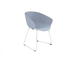 Teddy Plastic Tub Chair - Sled Base White Leg - light blue