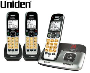Uniden DECT 3236 + 2 Bluetooth Digital Cordless Phone System w/ Answering Machine - Black/Silver