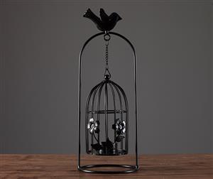 Vintage Metal Bird Cage Tealight Candle Holder [Colour Black]