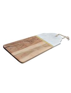Wood Flared Serving Board With Brass Inlay