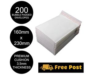 200 Bubble Mailer Envelope 160x230mm White Kraft Paper Padded Bag