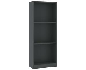 3-Tier Book Cabinet Grey Chipboard Storage Rack Shelf Bookcase Stand