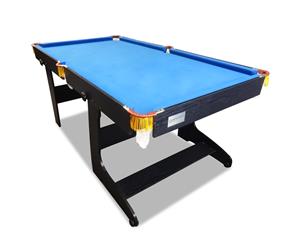 6FT Blue MDF Foldable Fold Away Pool Table for Billiard Snooker Free Accessory for Kids and Teenage Easy Storage