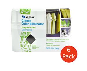 6x airBOSS Closet Odor Eliminator - Fragrance Free - 6 Pack