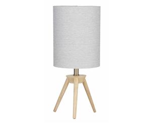 Amalfi Willow Rubberwood Fabric B22 Light Globe Drum Desk Table Lamp 60W