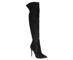 Anne Michelle Womens/Ladies Over The Knee Lace Boots (Black) - KM571