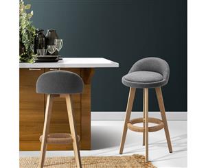 Artiss 2x Bentwood Bar Stools Wooden Bar Stool Dining Chair Linen Kitchen Grey