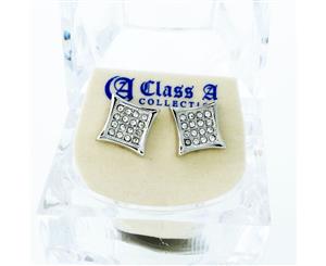 Bling Iced Out Earrings - PAVE KITE 10mm - Silver