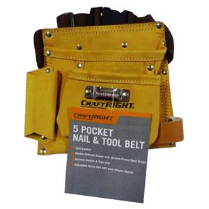 Craftright 5 Pocket Leather Nail And Tool Belt