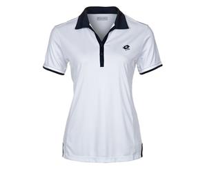 Lotto Women's Polo Share Tennis Button T-Shirt - White/Deep Navy