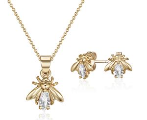 Mestige Firefly Necklace & Earring Set w/ Swarovski Crystals - Gold