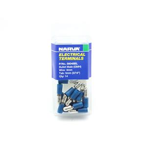 Narva 4mm Blue Electrical Terminal Male Bullet Connector - 14 Pack