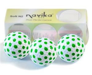 Navika Polka Pack Of 3 Golf Balls White/Green