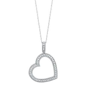 Online Exclusive - Heart Pendant with 0.35 Carat TW of Diamonds in 10ct White Gold